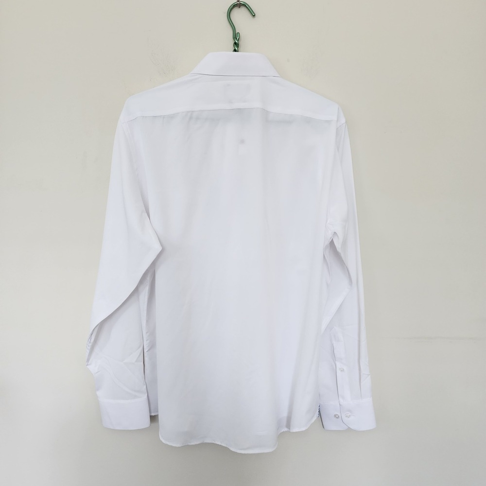 ☘️ Bill Blass Essentials Mens Slim Fit Non-Iron Traveler Shirt White L 16-16.5 - Picture 6 of 7